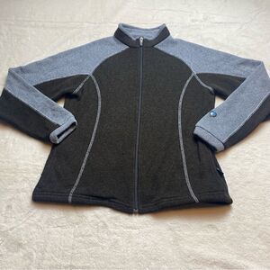 Kuhl Fleece Front Zip Gray and Dark Brown Jacket Size Small